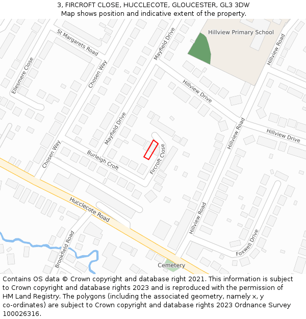 3, FIRCROFT CLOSE, HUCCLECOTE, GLOUCESTER, GL3 3DW: Location map and indicative extent of plot