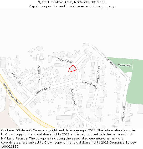 3, FISHLEY VIEW, ACLE, NORWICH, NR13 3EL: Location map and indicative extent of plot