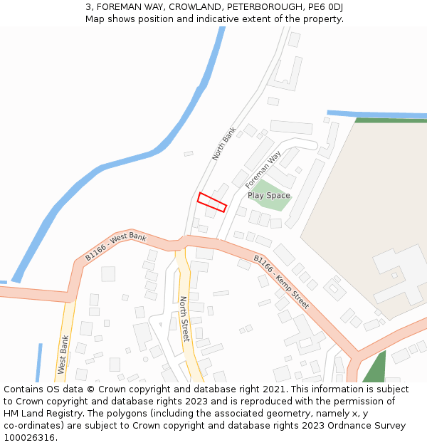 3, FOREMAN WAY, CROWLAND, PETERBOROUGH, PE6 0DJ: Location map and indicative extent of plot