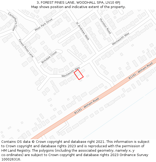 3, FOREST PINES LANE, WOODHALL SPA, LN10 6PJ: Location map and indicative extent of plot