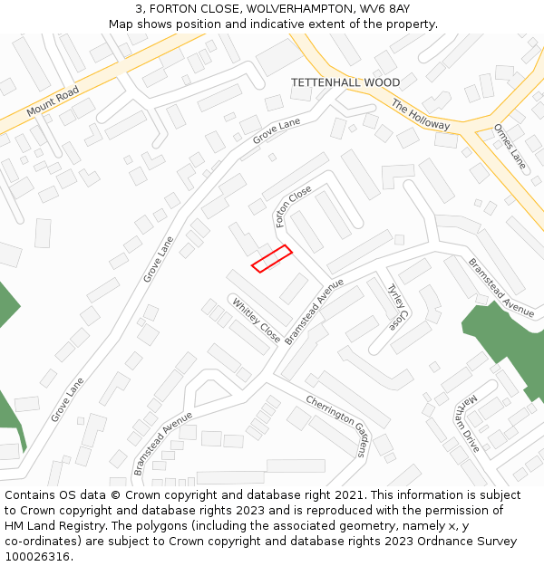 3, FORTON CLOSE, WOLVERHAMPTON, WV6 8AY: Location map and indicative extent of plot