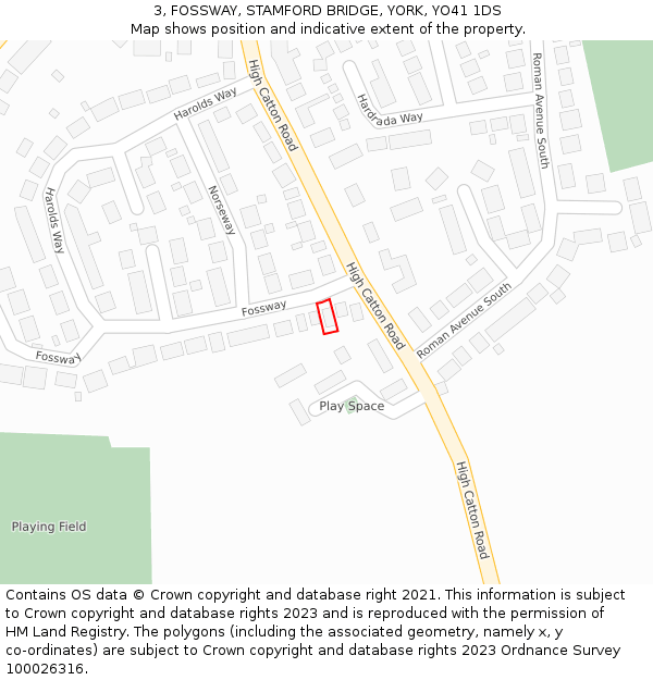 3, FOSSWAY, STAMFORD BRIDGE, YORK, YO41 1DS: Location map and indicative extent of plot