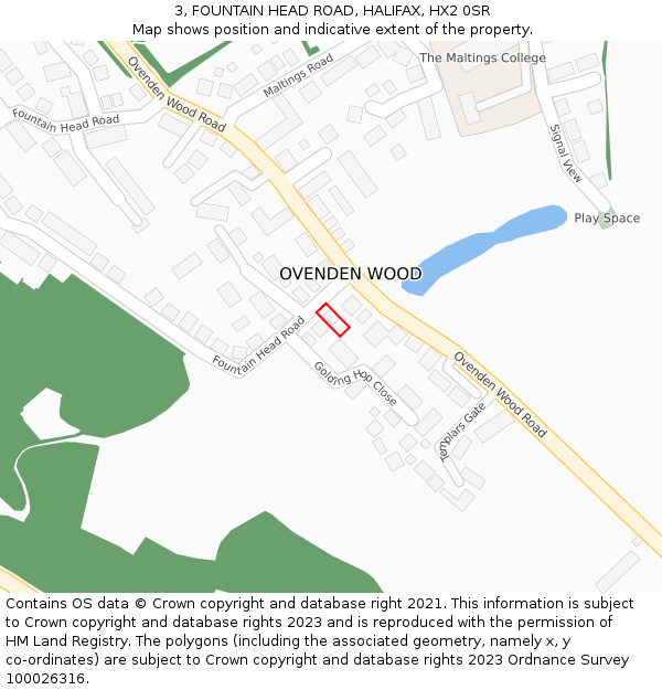 3, FOUNTAIN HEAD ROAD, HALIFAX, HX2 0SR: Location map and indicative extent of plot