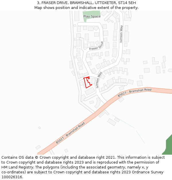 3, FRASER DRIVE, BRAMSHALL, UTTOXETER, ST14 5EH: Location map and indicative extent of plot