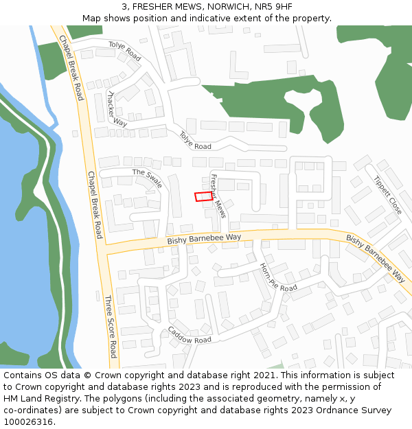 3, FRESHER MEWS, NORWICH, NR5 9HF: Location map and indicative extent of plot