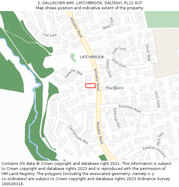 3, GALLACHER WAY, LATCHBROOK, SALTASH, PL12 4UT: Location map and indicative extent of plot