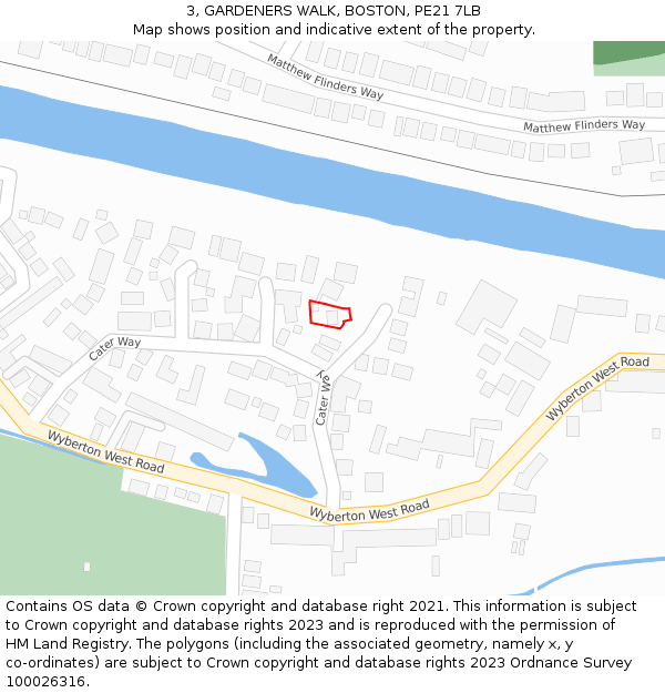 3, GARDENERS WALK, BOSTON, PE21 7LB: Location map and indicative extent of plot