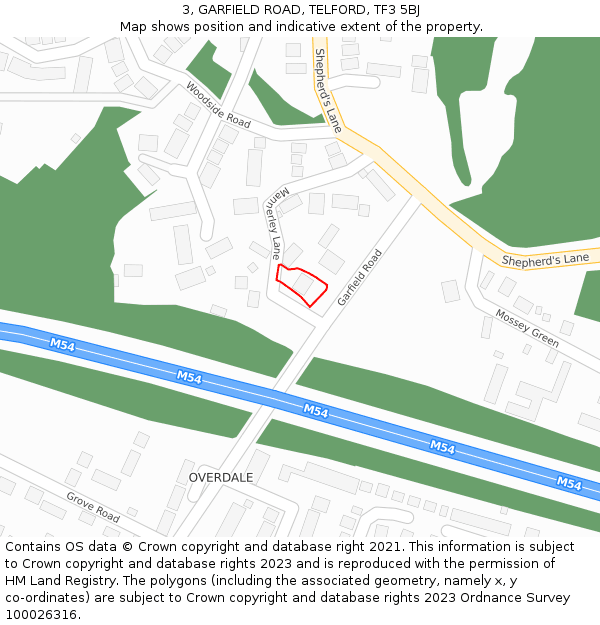 3, GARFIELD ROAD, TELFORD, TF3 5BJ: Location map and indicative extent of plot