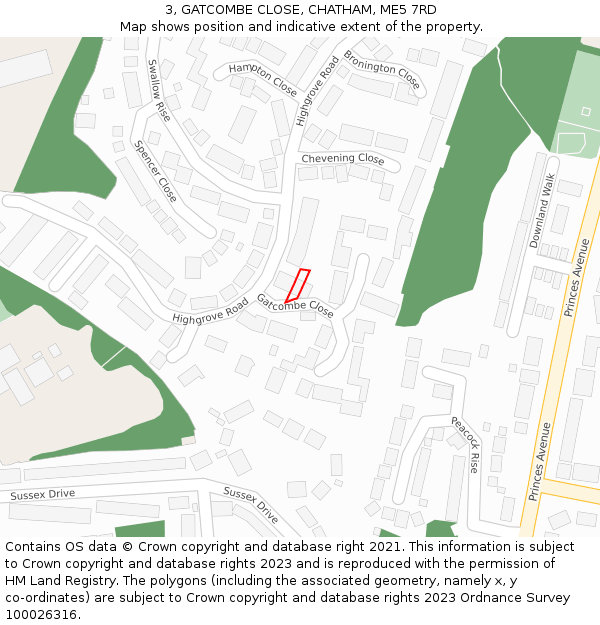 3, GATCOMBE CLOSE, CHATHAM, ME5 7RD: Location map and indicative extent of plot