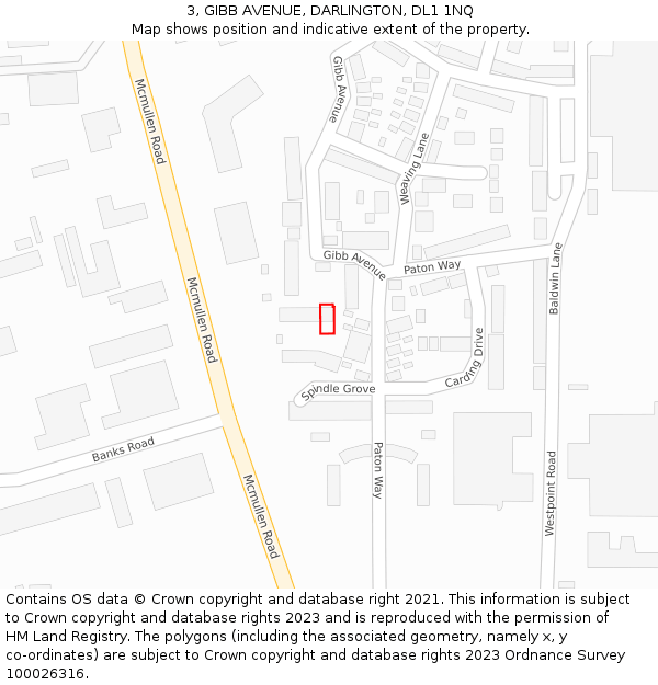 3, GIBB AVENUE, DARLINGTON, DL1 1NQ: Location map and indicative extent of plot