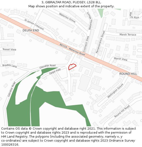 3, GIBRALTAR ROAD, PUDSEY, LS28 8LL: Location map and indicative extent of plot