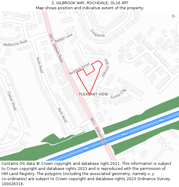3, GILBROOK WAY, ROCHDALE, OL16 4RT: Location map and indicative extent of plot