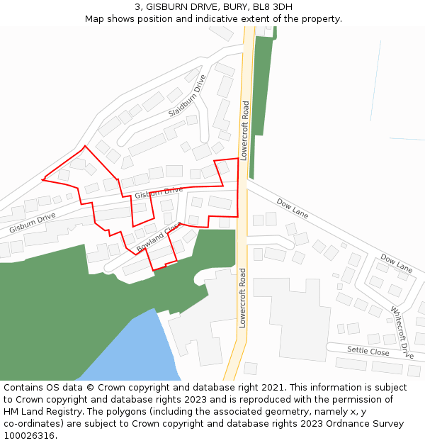 3, GISBURN DRIVE, BURY, BL8 3DH: Location map and indicative extent of plot
