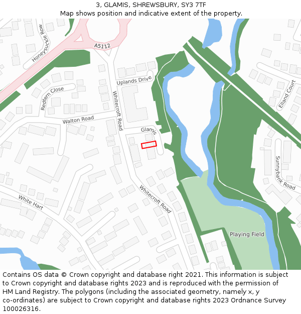3, GLAMIS, SHREWSBURY, SY3 7TF: Location map and indicative extent of plot