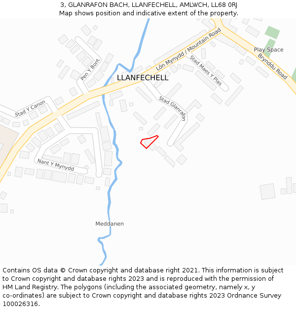 3, GLANRAFON BACH, LLANFECHELL, AMLWCH, LL68 0RJ: Location map and indicative extent of plot