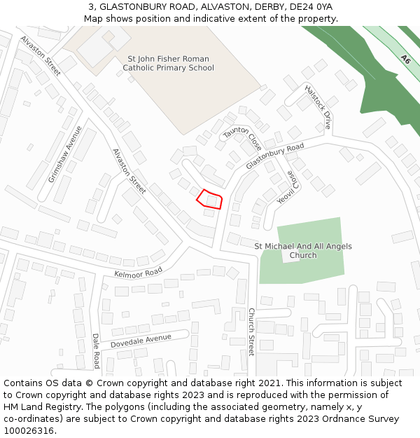3, GLASTONBURY ROAD, ALVASTON, DERBY, DE24 0YA: Location map and indicative extent of plot