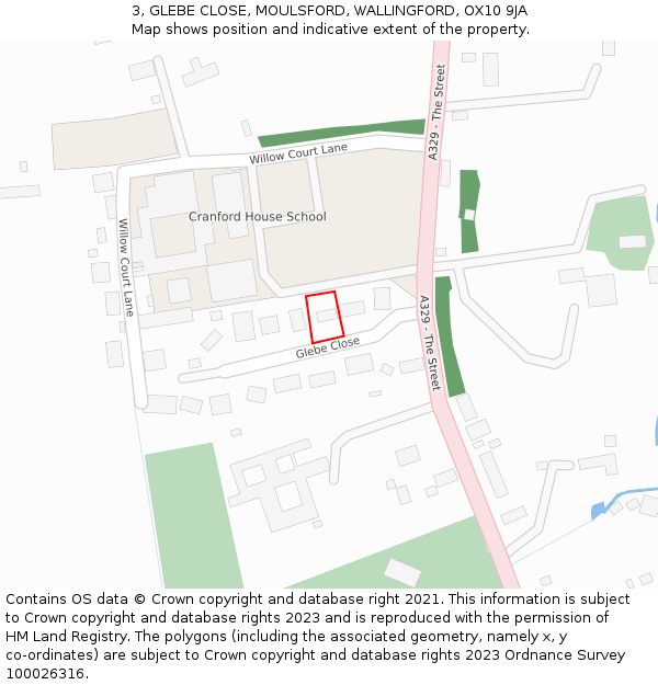 3, GLEBE CLOSE, MOULSFORD, WALLINGFORD, OX10 9JA: Location map and indicative extent of plot