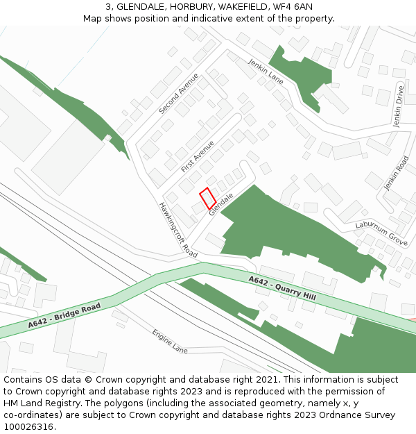 3, GLENDALE, HORBURY, WAKEFIELD, WF4 6AN: Location map and indicative extent of plot