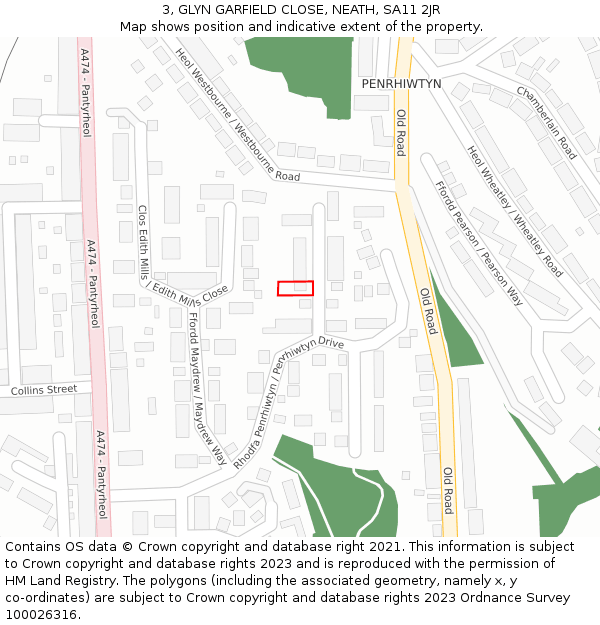 3, GLYN GARFIELD CLOSE, NEATH, SA11 2JR: Location map and indicative extent of plot