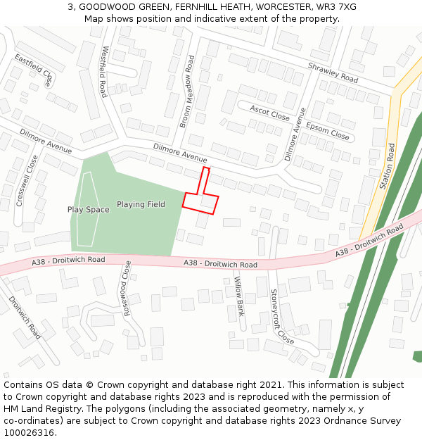 3, GOODWOOD GREEN, FERNHILL HEATH, WORCESTER, WR3 7XG: Location map and indicative extent of plot