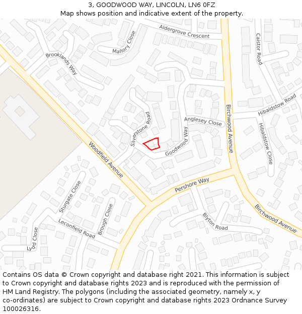 3, GOODWOOD WAY, LINCOLN, LN6 0FZ: Location map and indicative extent of plot