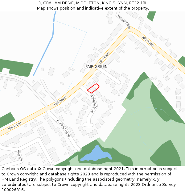 3, GRAHAM DRIVE, MIDDLETON, KING'S LYNN, PE32 1RL: Location map and indicative extent of plot
