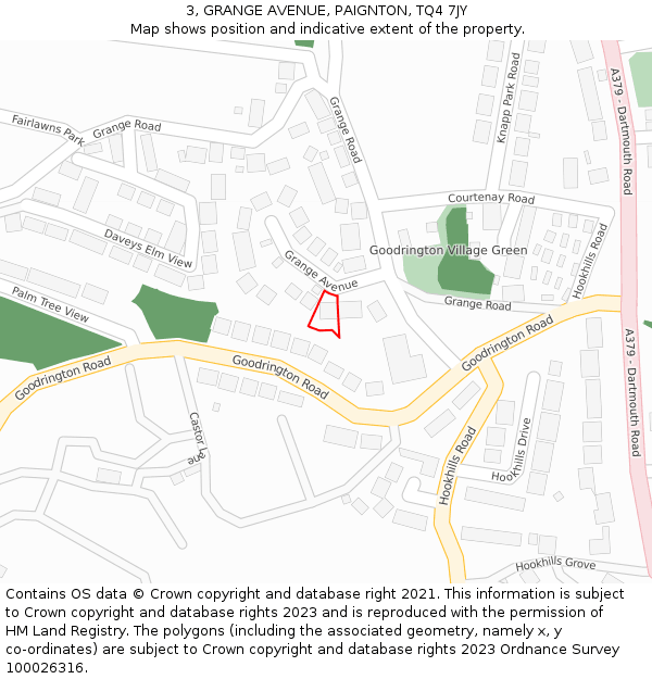 3, GRANGE AVENUE, PAIGNTON, TQ4 7JY: Location map and indicative extent of plot
