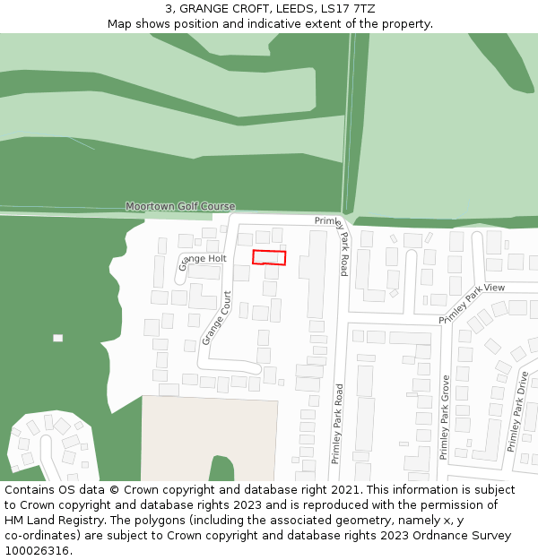 3, GRANGE CROFT, LEEDS, LS17 7TZ: Location map and indicative extent of plot