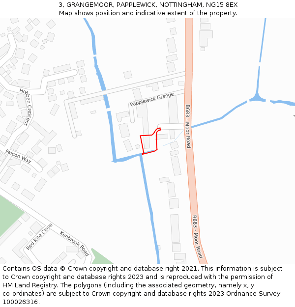 3, GRANGEMOOR, PAPPLEWICK, NOTTINGHAM, NG15 8EX: Location map and indicative extent of plot