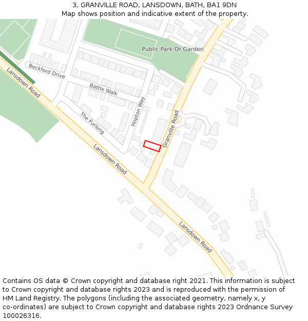 3, GRANVILLE ROAD, LANSDOWN, BATH, BA1 9DN: Location map and indicative extent of plot