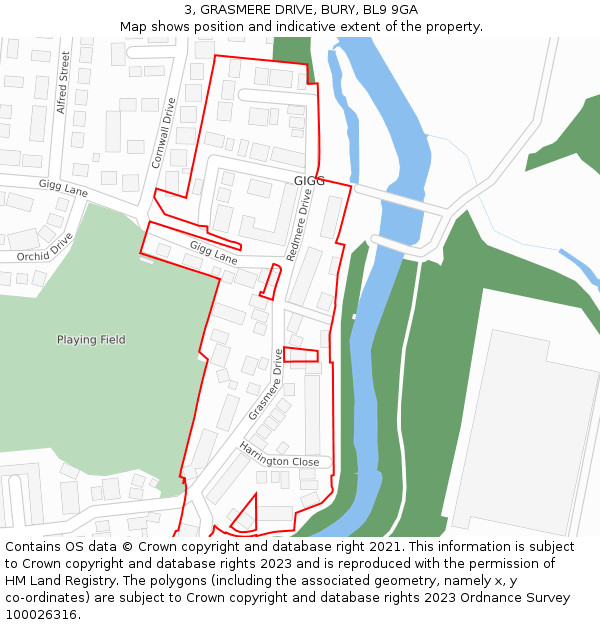 3, GRASMERE DRIVE, BURY, BL9 9GA: Location map and indicative extent of plot