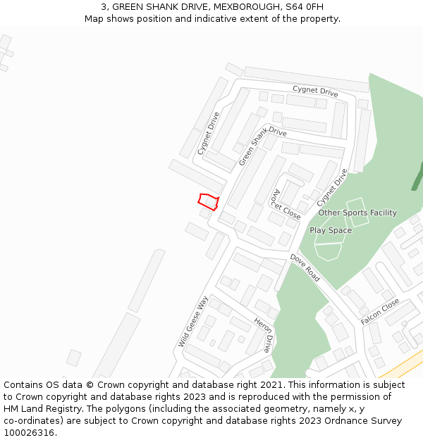 3, GREEN SHANK DRIVE, MEXBOROUGH, S64 0FH: Location map and indicative extent of plot