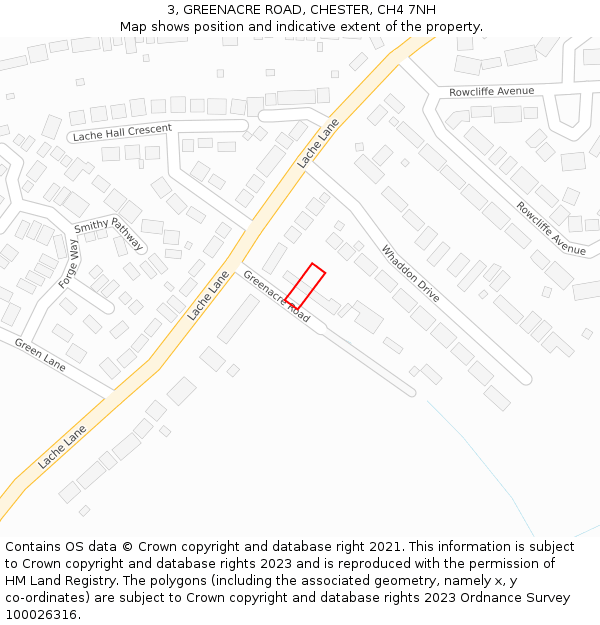 3, GREENACRE ROAD, CHESTER, CH4 7NH: Location map and indicative extent of plot