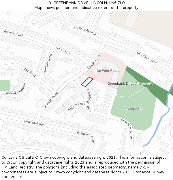 3, GREENBANK DRIVE, LINCOLN, LN6 7LQ: Location map and indicative extent of plot