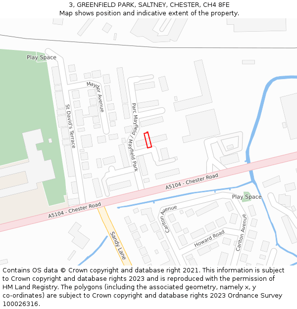 3, GREENFIELD PARK, SALTNEY, CHESTER, CH4 8FE: Location map and indicative extent of plot