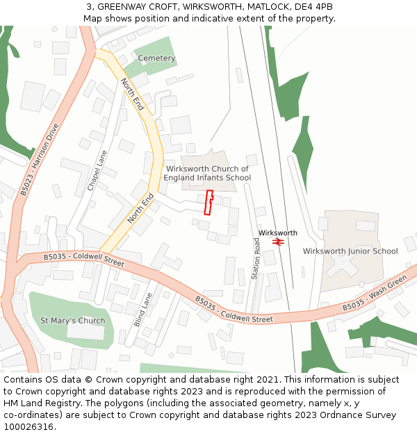 3, GREENWAY CROFT, WIRKSWORTH, MATLOCK, DE4 4PB: Location map and indicative extent of plot