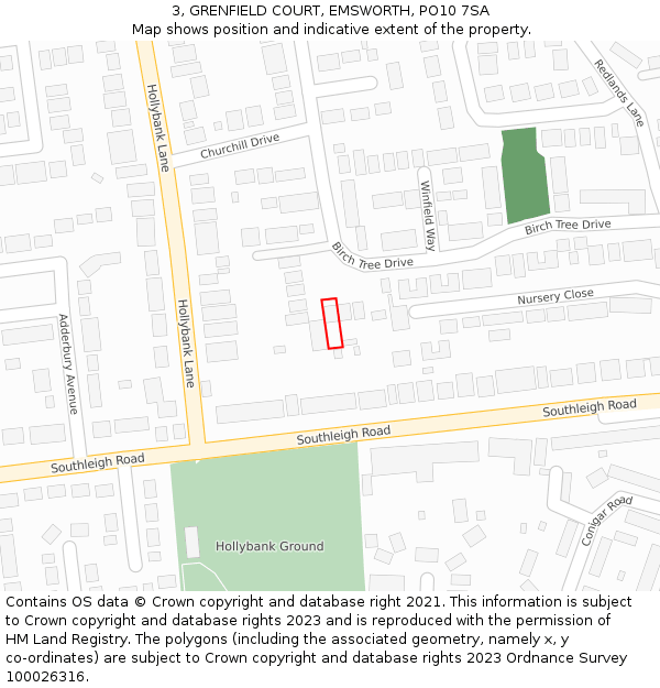 3, GRENFIELD COURT, EMSWORTH, PO10 7SA: Location map and indicative extent of plot