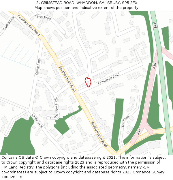3, GRIMSTEAD ROAD, WHADDON, SALISBURY, SP5 3EX: Location map and indicative extent of plot