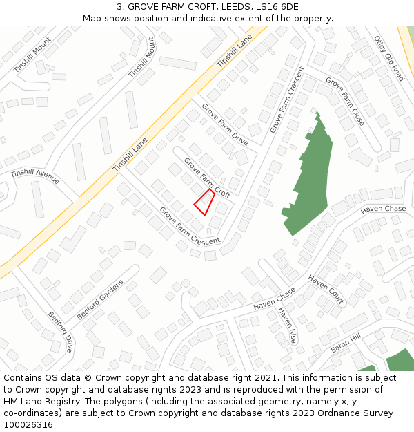 3, GROVE FARM CROFT, LEEDS, LS16 6DE: Location map and indicative extent of plot