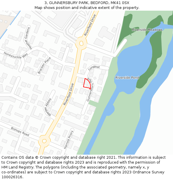 3, GUNNERSBURY PARK, BEDFORD, MK41 0SX: Location map and indicative extent of plot
