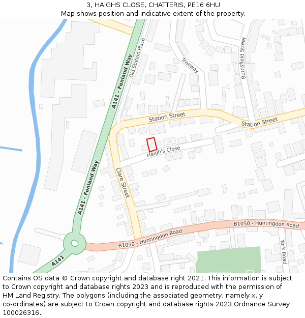 3, HAIGHS CLOSE, CHATTERIS, PE16 6HU: Location map and indicative extent of plot