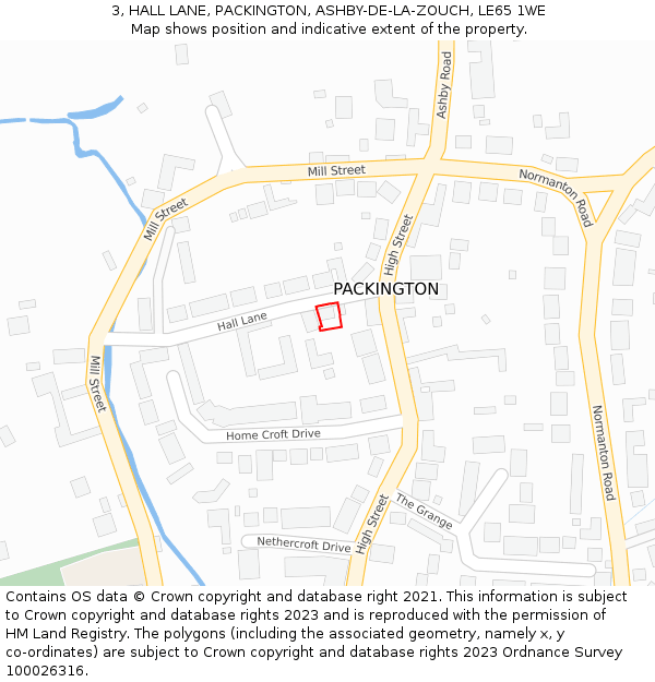3, HALL LANE, PACKINGTON, ASHBY-DE-LA-ZOUCH, LE65 1WE: Location map and indicative extent of plot