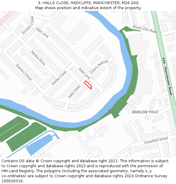 3, HALLS CLOSE, RADCLIFFE, MANCHESTER, M26 2AG: Location map and indicative extent of plot