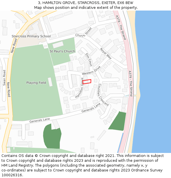 3, HAMILTON GROVE, STARCROSS, EXETER, EX6 8EW: Location map and indicative extent of plot