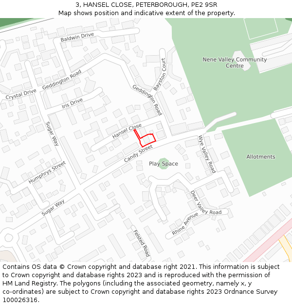 3, HANSEL CLOSE, PETERBOROUGH, PE2 9SR: Location map and indicative extent of plot