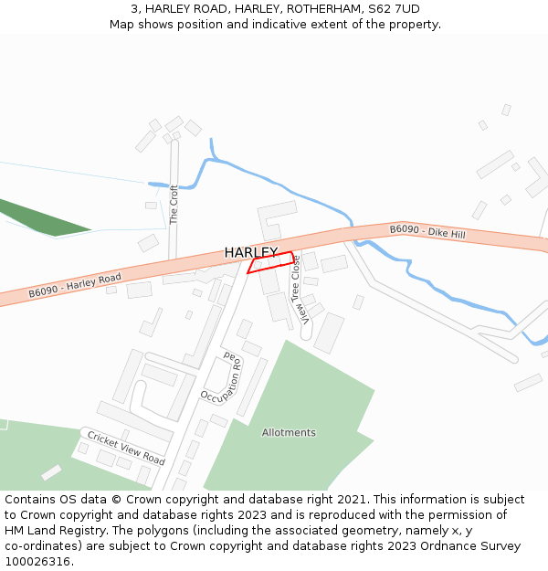 3, HARLEY ROAD, HARLEY, ROTHERHAM, S62 7UD: Location map and indicative extent of plot