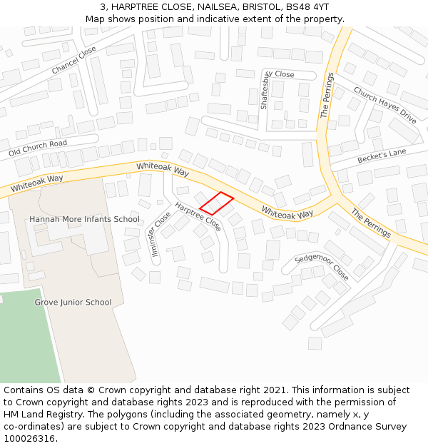 3, HARPTREE CLOSE, NAILSEA, BRISTOL, BS48 4YT: Location map and indicative extent of plot
