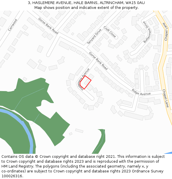 3, HASLEMERE AVENUE, HALE BARNS, ALTRINCHAM, WA15 0AU: Location map and indicative extent of plot