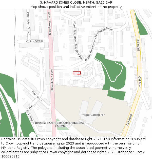 3, HAVARD JONES CLOSE, NEATH, SA11 2HR: Location map and indicative extent of plot