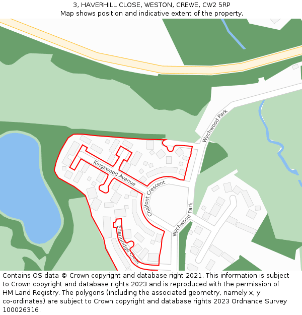 3, HAVERHILL CLOSE, WESTON, CREWE, CW2 5RP: Location map and indicative extent of plot